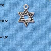 C2698 - Star of David - Beaded - Silver Charm