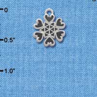 C2700 - Snowflake with Hearts - Silver Charm ( 6 charms per package )