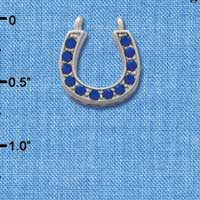 C2721 tlf - Horseshoe - Sapphire Swarovski Crystal - Im. Rhodium Pendant (2 per package)