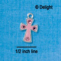 C2751 - Pink Cross with 4 Pink Stones - Silver Charm