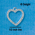 C2755 - Open heart with Clear Swarovski Crystal Border - Silver Charm (2 per package)