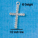 C2756 - Thin Cross with Clear Swarovski Crystals - Silver Charm (2 per package)