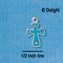 C2761 - Tropical Blue Cross with 4 Stones - Silver Charm