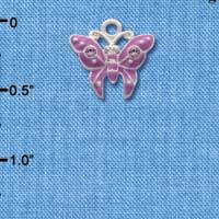 C2765 - Butterfly - Purple - 2 Stones - Silver Charm