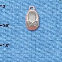 C2791+ - Pink Enamel Baby Shoe with Silver Bow - Silver Charm ( 6 charms per package )