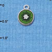 C2800+ - 3-D Green Enamel Kiwi - Silver Charm ( 6 charms per package )