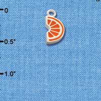 C2801+ - 2-Sided Orange Enamel Orange Slice - Silver Charm ( 6 charms per package )