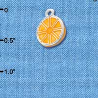 C2802+ - 3-D Enamel Orange - Silver Charm ( 6 charms per package )