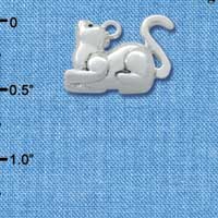 C2811+ - 3-D Crouched Cat - Silver Charm ( 6 charms per package )