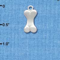 C2812+ - 3-D Silver Dog Bone - Silver Charm ( 6 charms per package )