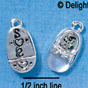 C2817+ - 3-D Silver Baby Shoe with Blue Toe - Silver Charm ( 6 charms per package )