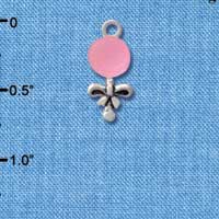 C2822+ - Pink Baby Rattle - Silver Charm ( 6 charms per package )