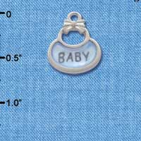 C2829+ - 2-Sided Blue Baby Bib - Silver Charm ( 6 charms per package )