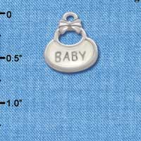 C2830+ - 2-Sided Clear Frosted Baby Bib - Silver Charm ( 6 charms per package )