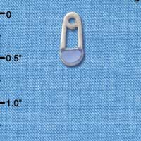 C2832+ - 2-Sided Blue Baby Safety Pin - Silver Charm ( 6 charms per package )