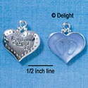C2868+ - 2-Sided Blue Baby Feet Impression Heart - Silver Charm ( 6 charms per package )