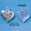 C2868+ - 2-Sided Blue Baby Feet Impression Heart - Silver Charm ( 6 charms per package )