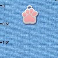 C2878 - Light Pink Mini Paw - Silver Charm ( 6 charms per package )