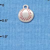 C2890+ - Silver Baseball - 2 Sided - Silver Charm (6 charms per package)