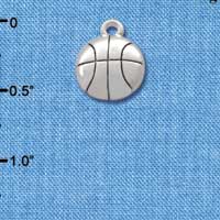 C2891+ - Silver Basketball - 2 Sided - Silver Charm (6 charms per package)