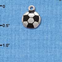 C2892+ - Silver Soccerball - 2 Sided - Silver Charm (6 charms per package)