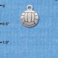 C2893+ - Silver Volleyball - 2 Sided - Silver Charm (6 charms per package)