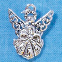 C2896+ - Antiqued Silver Angel - 2 Sided - Silver Charm (6 charms per package)