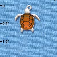 C2900 - Silver Turtle with Amber Resin Body - Silver Charm (6 charms per package)