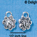 C2903+ - Antiqued Silver Bee on Flower Charm - 3-D Silver Charm (6 charms per package)