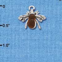 C2908 - Silver Bee with Amber Resin Body - Silver Charm (6 charms per package)