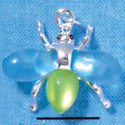 C2909 - Large Silver Bee with Green Resin Wings & Blue Resin Body - Silver Charm (6 charms per package)
