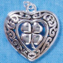 C2911 - Large Silver Heart with Four Leaf Clover - Silver Bee with Amber Resin Body - Silver Charm (6 charms per package)