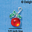 C2912 - Red Resin Apple - Silver Charm (6 charms per package)