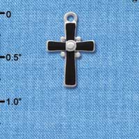 C2915 - Black Enamel Cross - Silver Charm (6 charms per package)