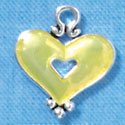 C2924 - Hot Yellow Enamel Heart with Cutout - Silver Charm (6 charms per package)