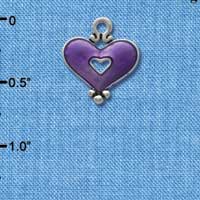 C2926 - Hot Purple Enamel Heart with Cutout - Silver Charm (6 charms per package)