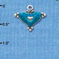 C2940+ - Hot Blue Enamel Heart with Circles - Silver Charm (6 charms per package)