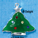 C2959 - Large Resin Christmas Tree Pendant with Swarovski Crystals - Silver Pendant (2 per package)