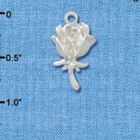 C2960 - Antiqued Silver Rose Charm - Silver Charm (6 charms per package)