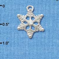 C2965 - Silver Snowflake Charm with Clear Swarovski Crystal - Silver Charm (6 charms per package)