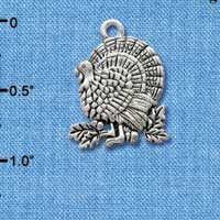 C2966+ - Antiqued Silver Turkey - 2 sided - Silver Charm (6 charms per package)