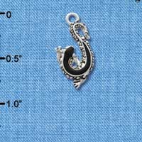 C2970* - Black Enamel Lizard - Silver Charm (6 charms per package) (Left & Right)