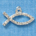 C3021* - Small Clear Swarovski Crystal Christian fish - Silver Charm (2 per package)