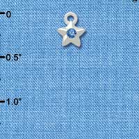 C3033 - Mini Silver Star with Sapphire Swarovski Crystal - Silver Charm