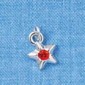 C3035 - Mini Silver Star with Orange Hyacinth Swarovski Crystal - Silver Charm