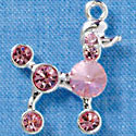 C3136 - Pink Swarovski Poodle - Silver Charm (2 per package)