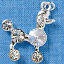 C3137 - Clear Swarovski Poodle - Silver Charm (2 per package)