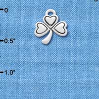C3143 - Antiqued Silver Shamrock - Silver Charm (Left and Right) (6 per package)