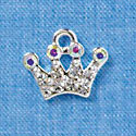 C3151 - Clear Crystal Swarovski Crown with Clear AB Crystal Accents - Silver Charm (2 per package)