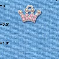 C3152 ctlf - Pink Crystal Swarovski Crown with Pink AB Crystal Accents - Silver Charm (2 per package)